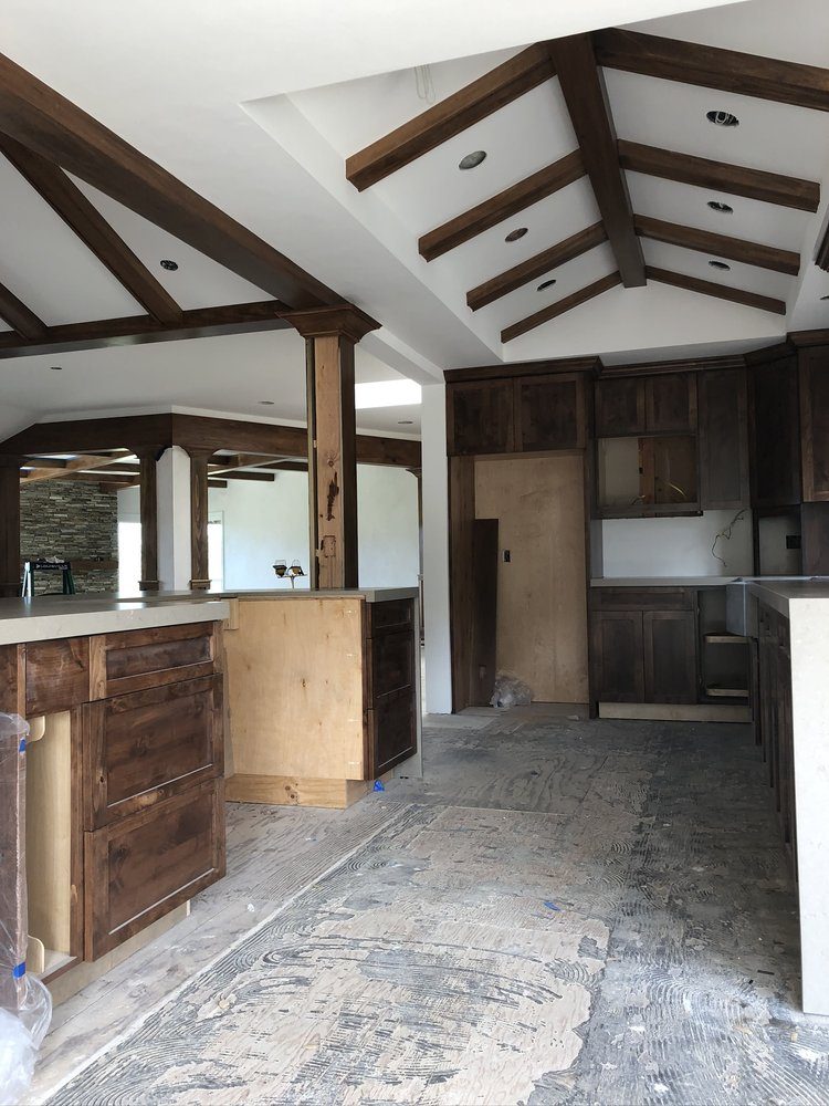 Interior remodel painting with exposed beams in Monterey County