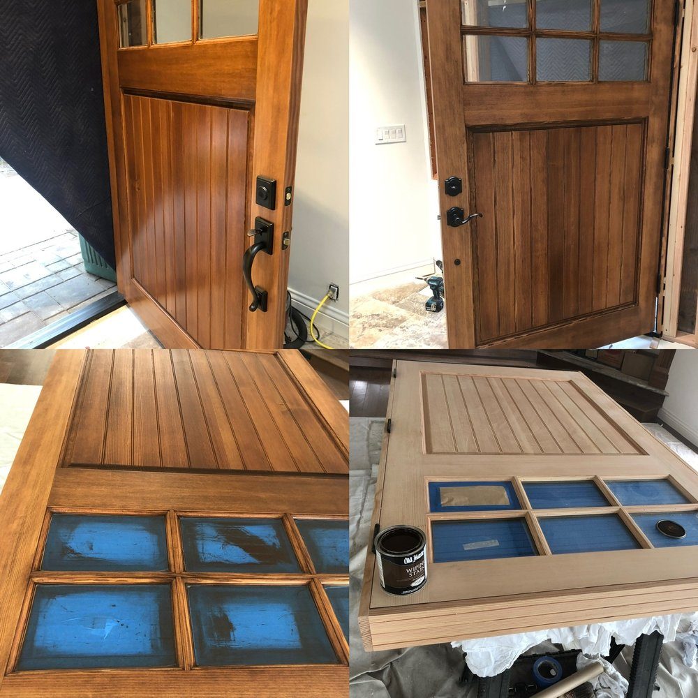 Professional surface preparation of doors before painting